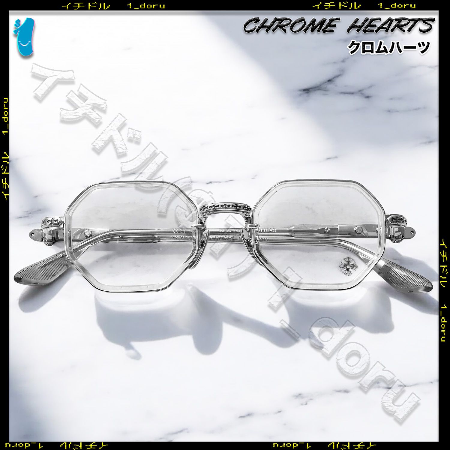 CHROME HEARTS セメタリー クロス スクエア メガネ 眼鏡 クリア クロムハーツ クロス スクエア クリア ゴールド メガネ 眼鏡