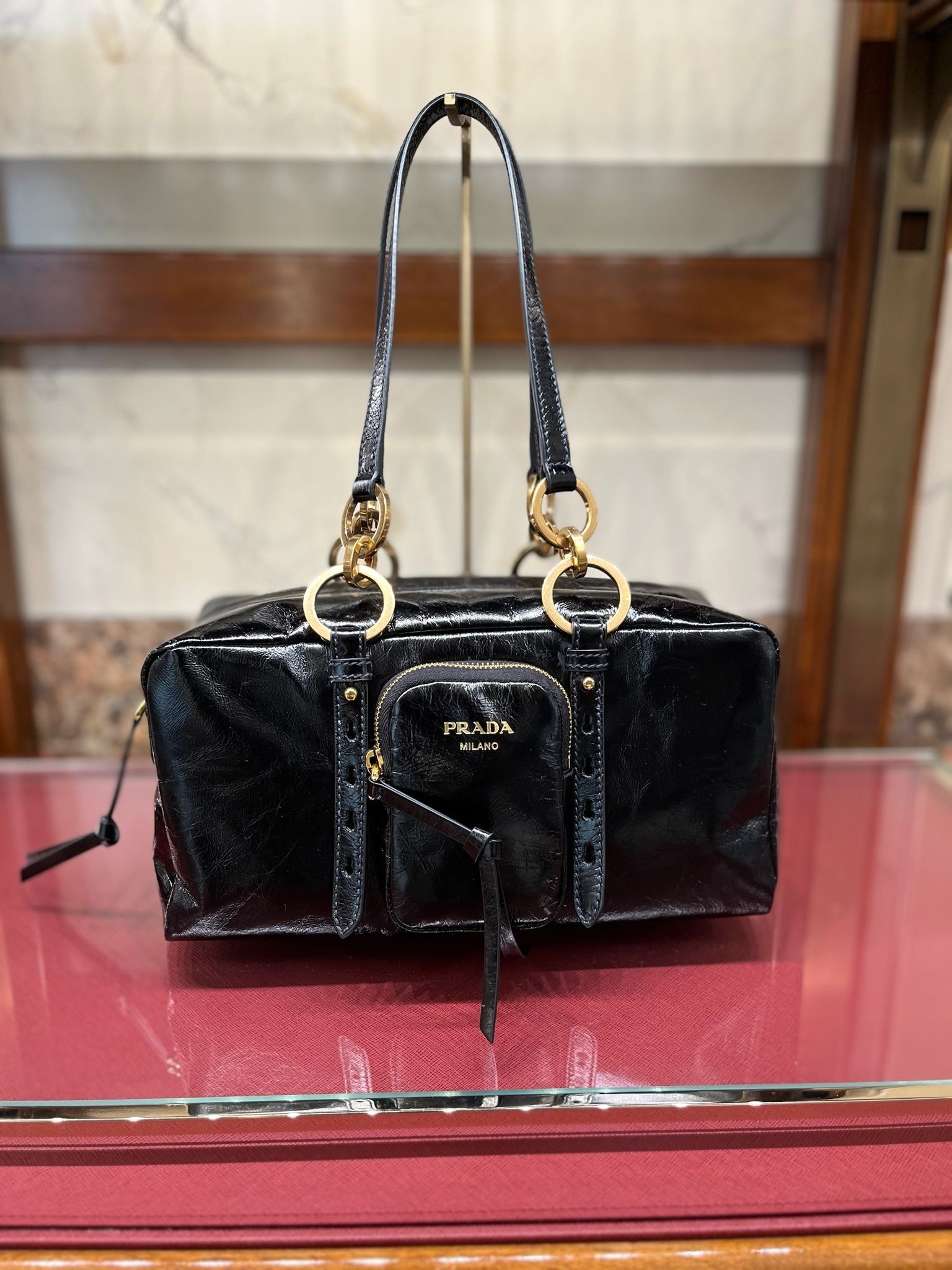 美品【Prada】トップハンドル トートバッグ ☆日本完売品☆完売間近☆レザー ハンドバッグ 直営店買付
