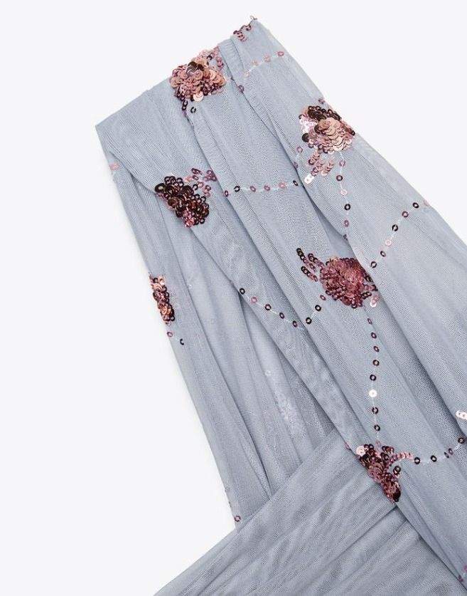 スペイン発送 ZARA スパンコールドレープドレス 上品カジュアル