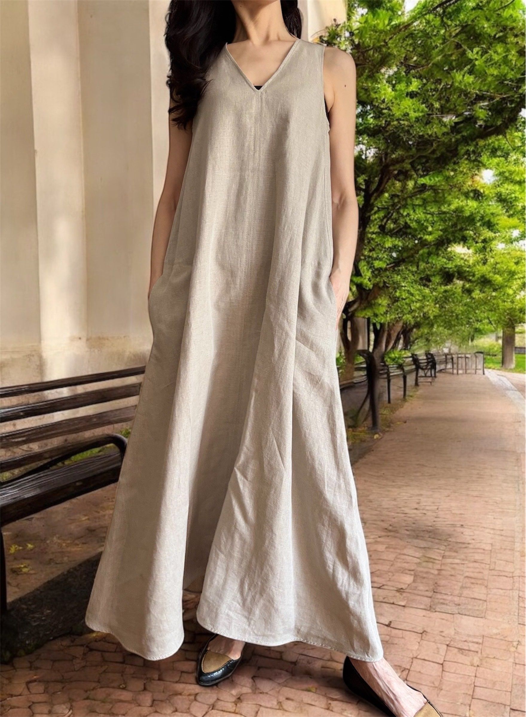 ＜SIMEONE＞MaxMara [シメオーネ] リネンキャンバスフレアドレス Max Mara Simeone Dress | Neutrals | FARFETCH