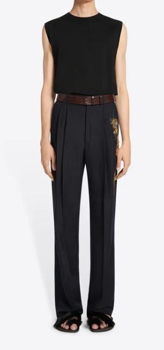 DRIES VAN NOTEN ウールスラックス パイソン柄