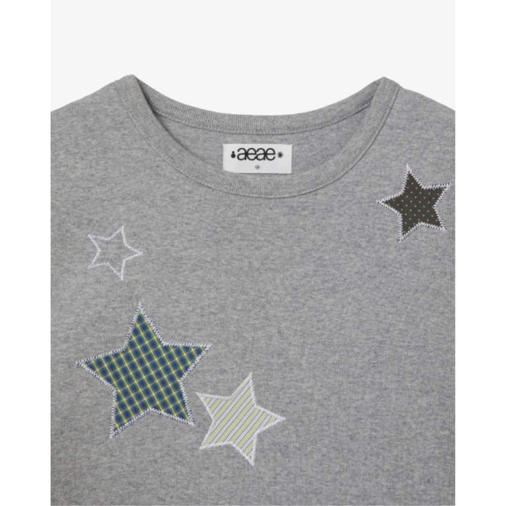 ☆AEAE☆ CHECK STAR TEE MELANGE GREY (AEAE/Tシャツ