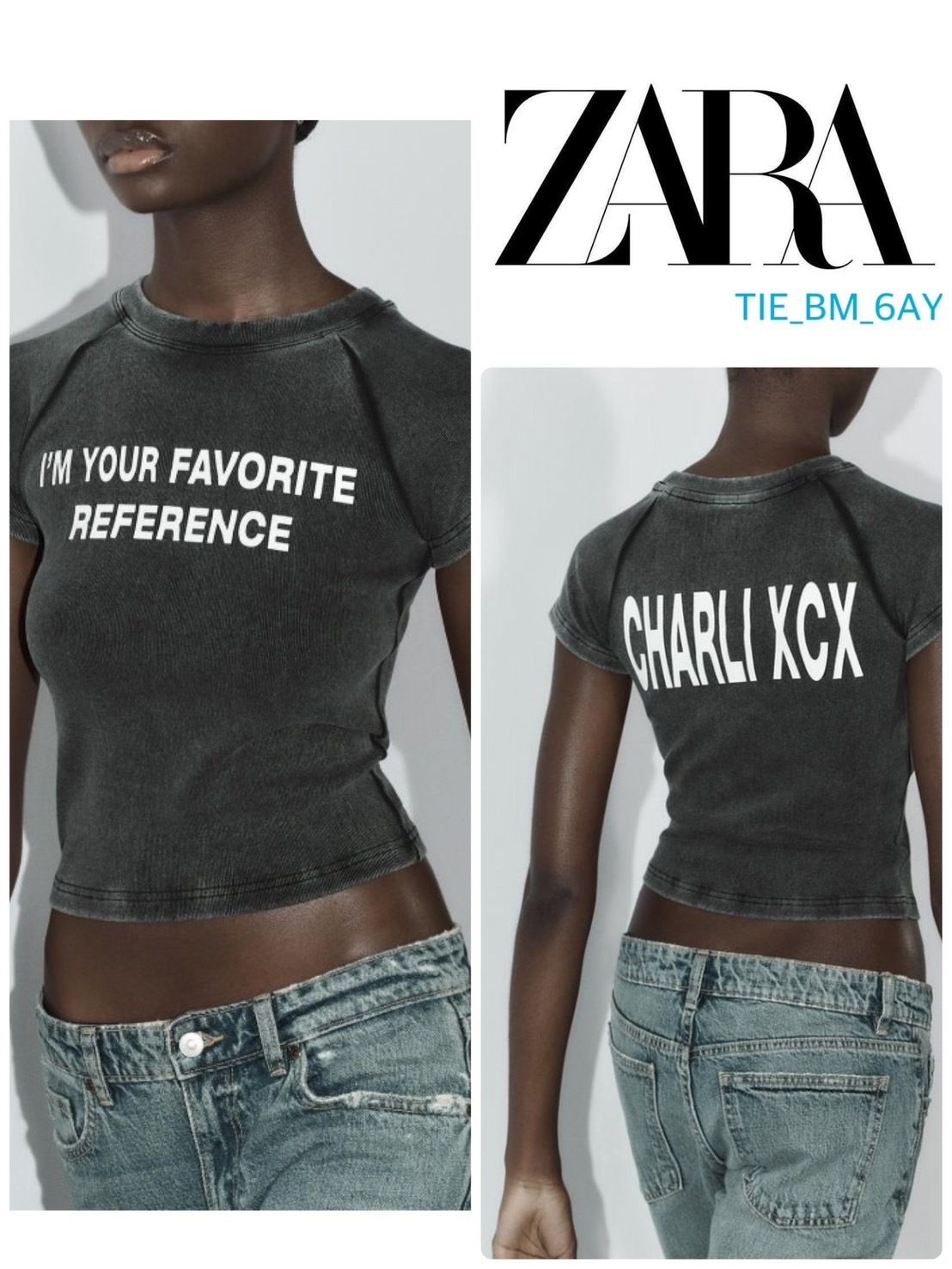 スペイン発送 ZARA CHARLIE XCX ウォッシュドエフェクトTシャツ