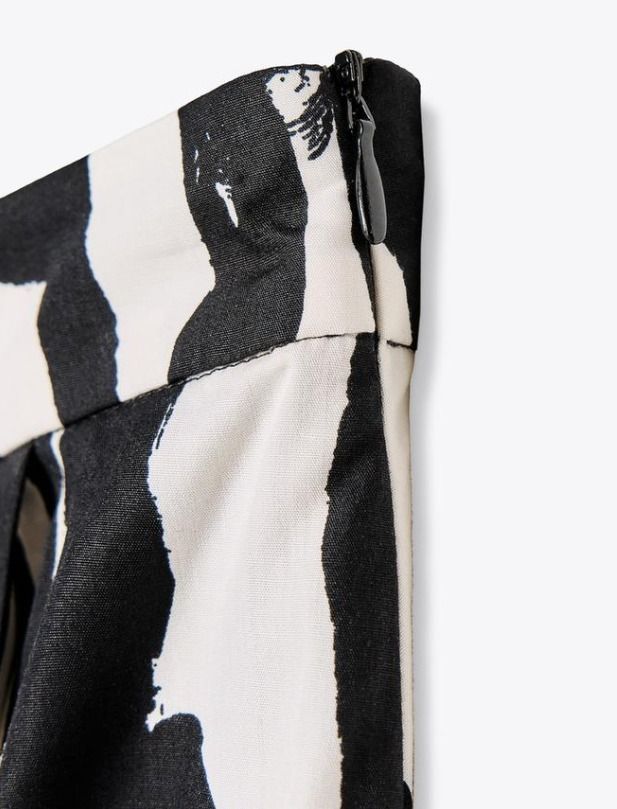 【ZARA】ZW COLLECTION プリントミディスカート 2914/150/064 ZW COLLECTION PRINTED MIDI SKIRT - Black / White | ZARA