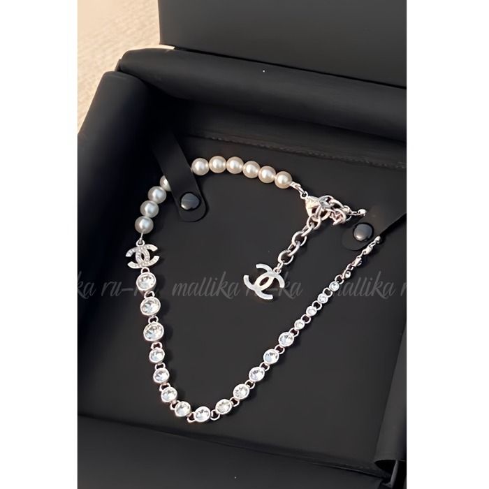 パール＆クリスタル【CHANEL】シャネル CCロゴ ネックレス