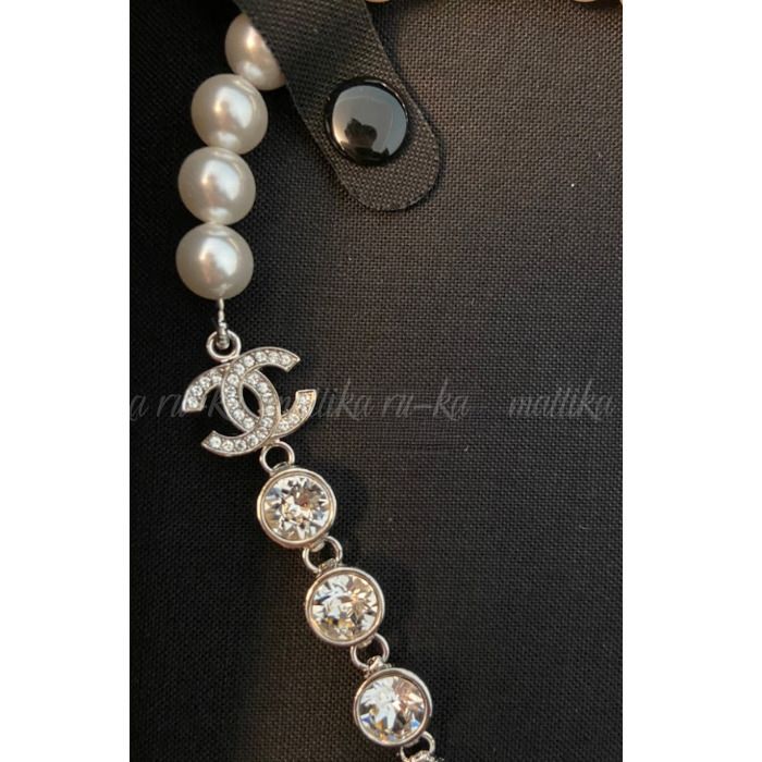 パール＆クリスタル【CHANEL】シャネル CCロゴ ネックレス