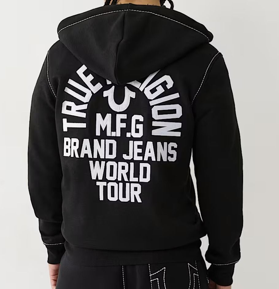 関税込み♪【TRUE RELIGION】BIG T SLUB ロゴ☆ジップ パーカー