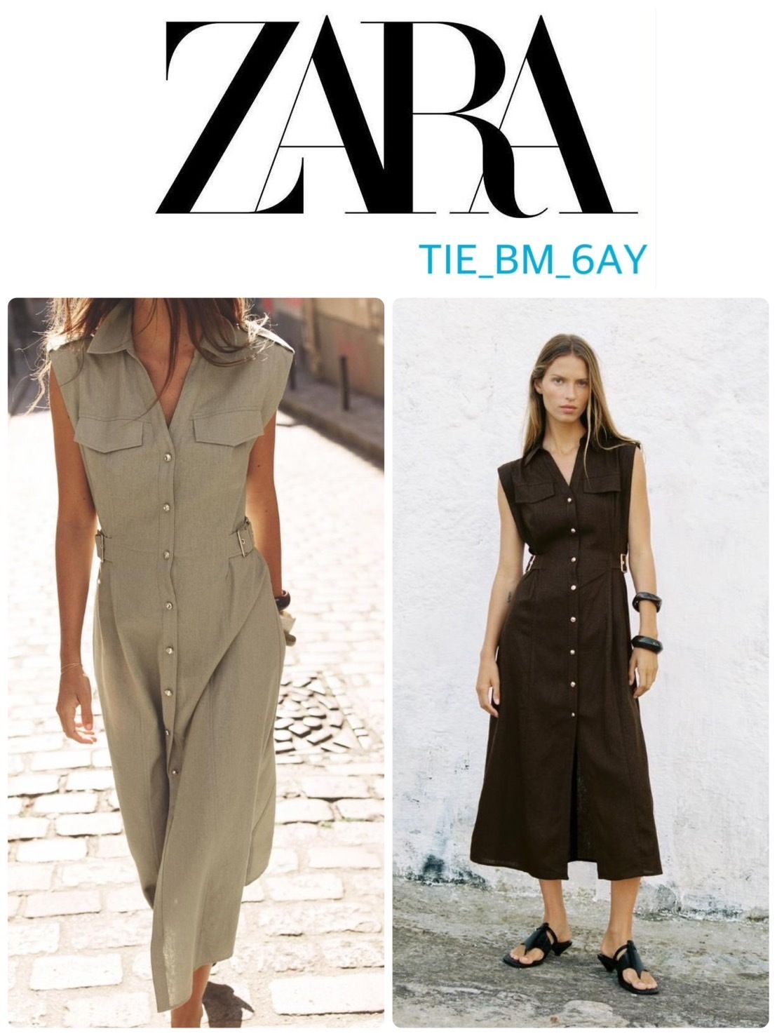 スペイン発送 ZARA リネンプリントのミディドレス 今季新作！ スペイン発送 ZARA リネンミディドレス 選べるカラー カジュアル