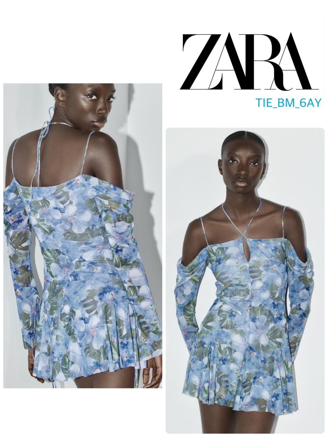 なみえ様】ZARA プリント チュールワンピース SΩ