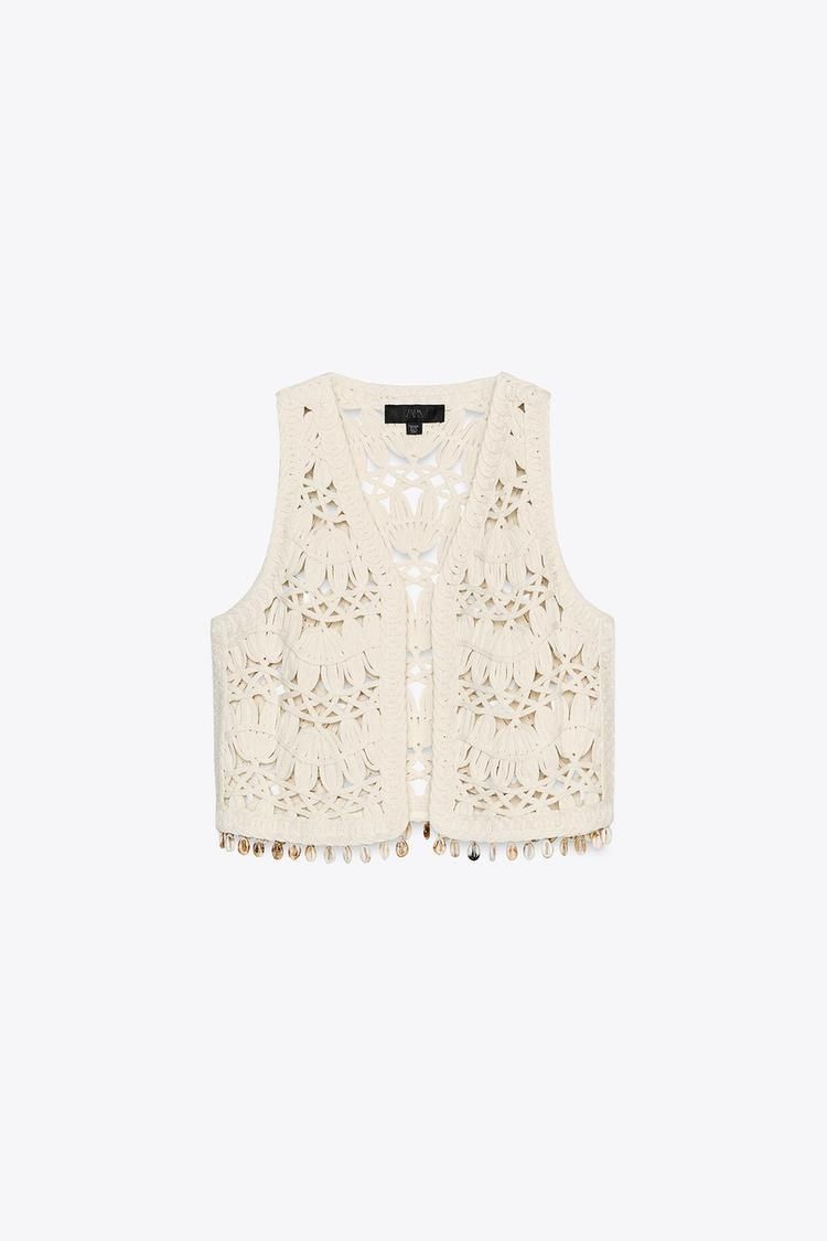ZARA】シェル付きニットベスト エクリュ | 2142/054/712 (ZARA