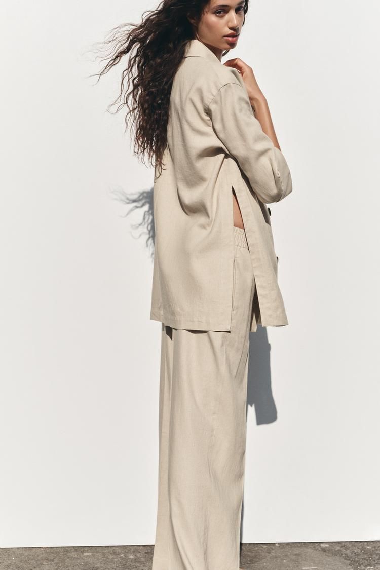 【ZARA】ワイドレッグ リネンブレンド パンツ 8372/306/052 ZARA】ワイドレッグ リネンブレンド パンツ 8372/306/052 (ZARA