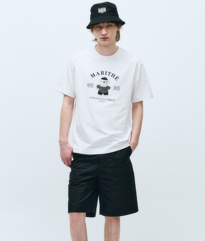 MARITHE ♥ DOODLE BEAR IMAGE GRAPHIC TEE /追跡付 DOODLE BEAR IMAGE GRAPHIC TEE charcoal - MARITHÉ+FRANҪOIS