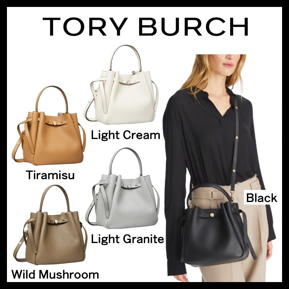 Tory Burch Women's Romy Pebbled Small Bucket Bag, Tiramisu