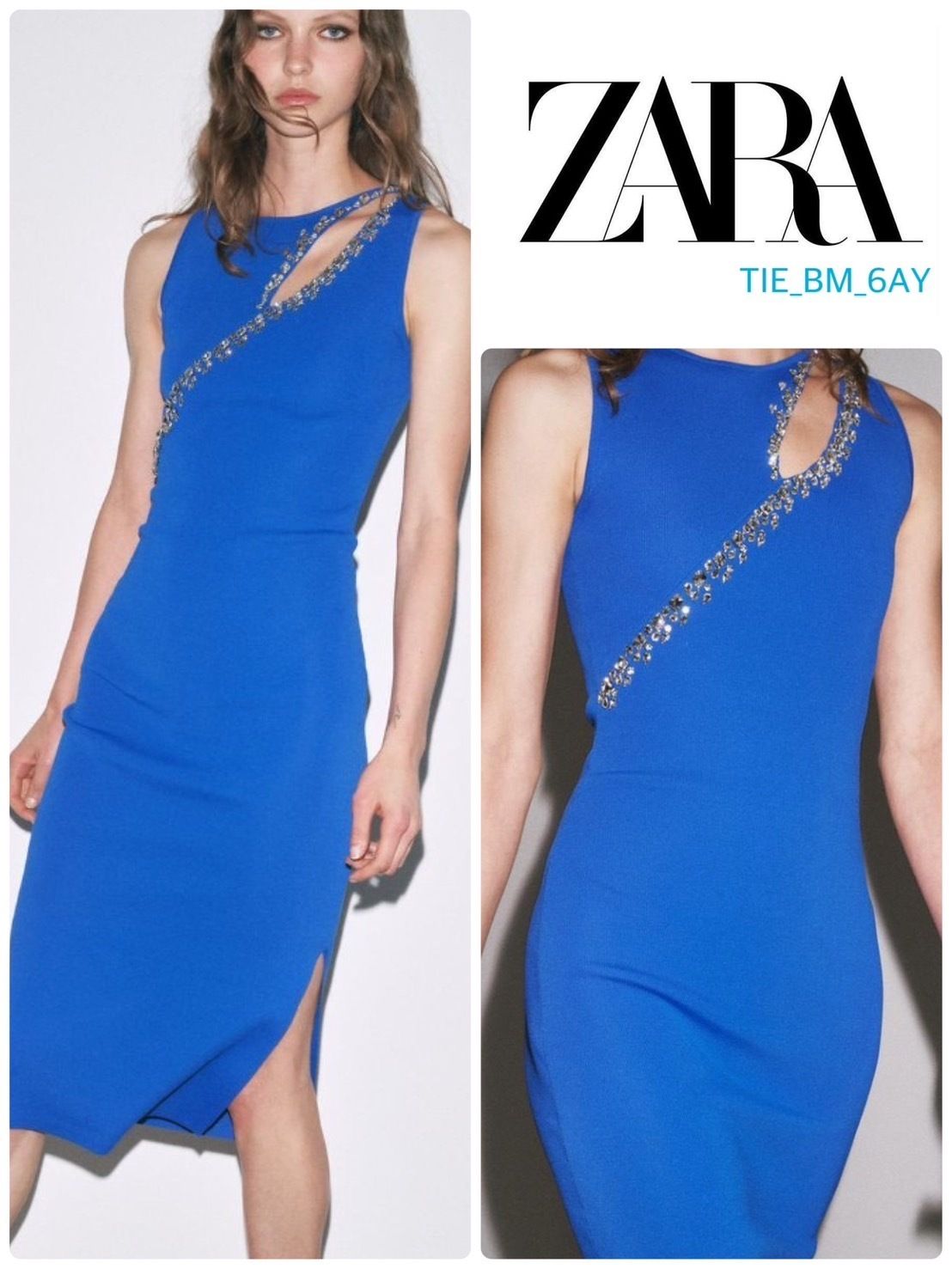 ZARA カットアウト ジュエル ニットワンピース 3920/290 JEWEL CUT OUT KNIT DRESS - Bluish | ZARA United Kingdom
