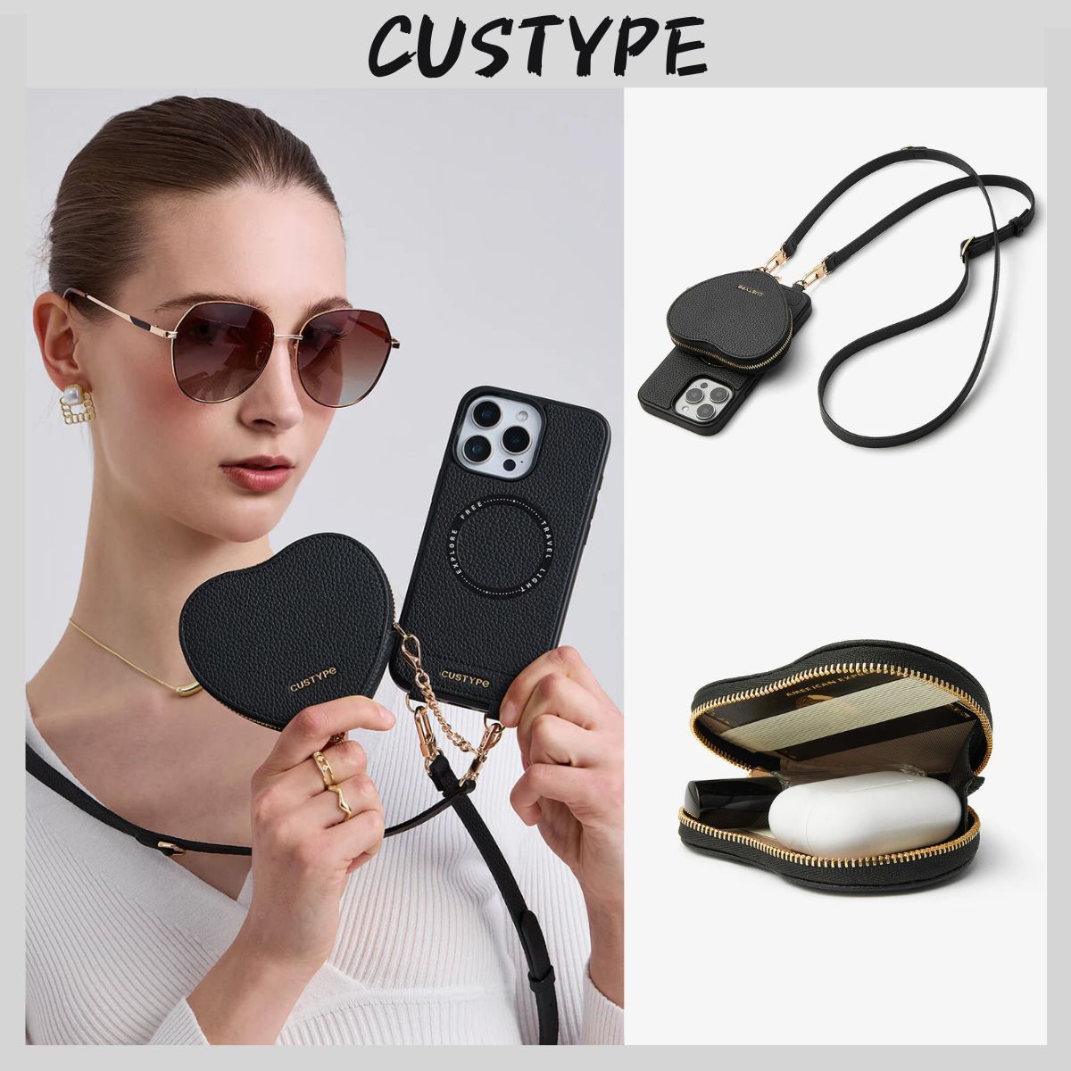 Custype iPhoneケース Heart Design Kit ブラック 送料無料