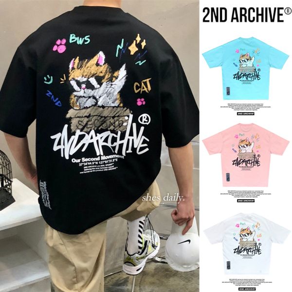 2ND ARCHIVE】Cat Sketch Short-Sleeve Boxy T-Shirt ☆ (T
