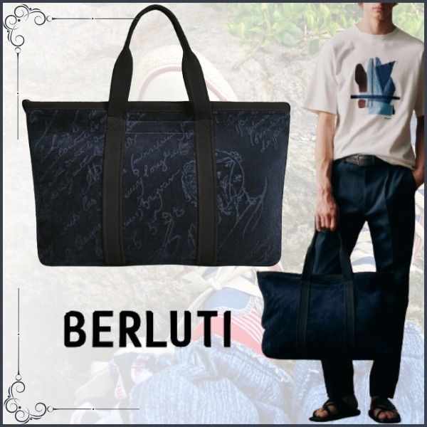 Berluti Sponge ジャガード トート バッグ スクリット 新品】Berluti ベルルッティ スポンジスクリットトートバッグ