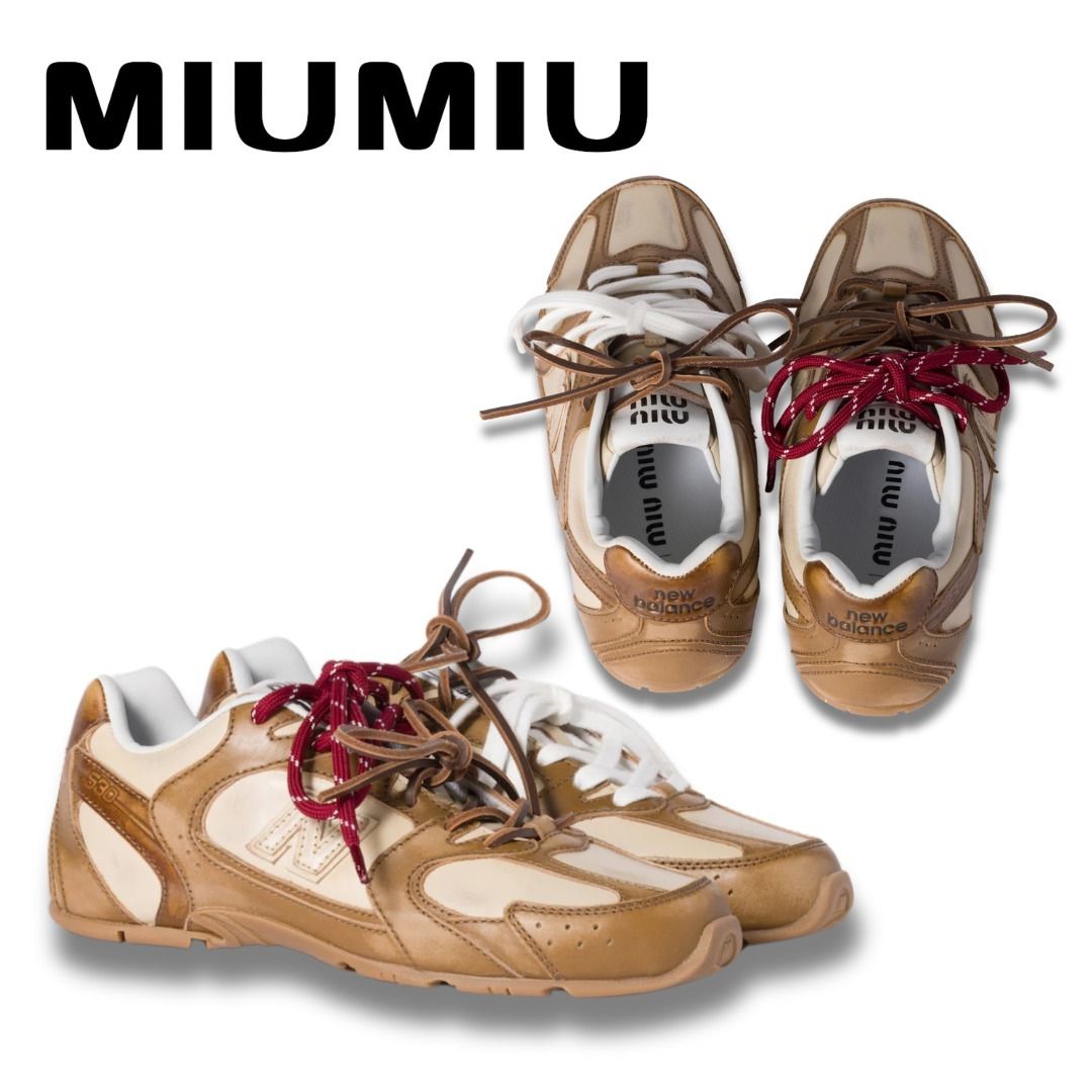 ベージュ New Balance X Miu Miu 530 Sl スエードxメッシュ