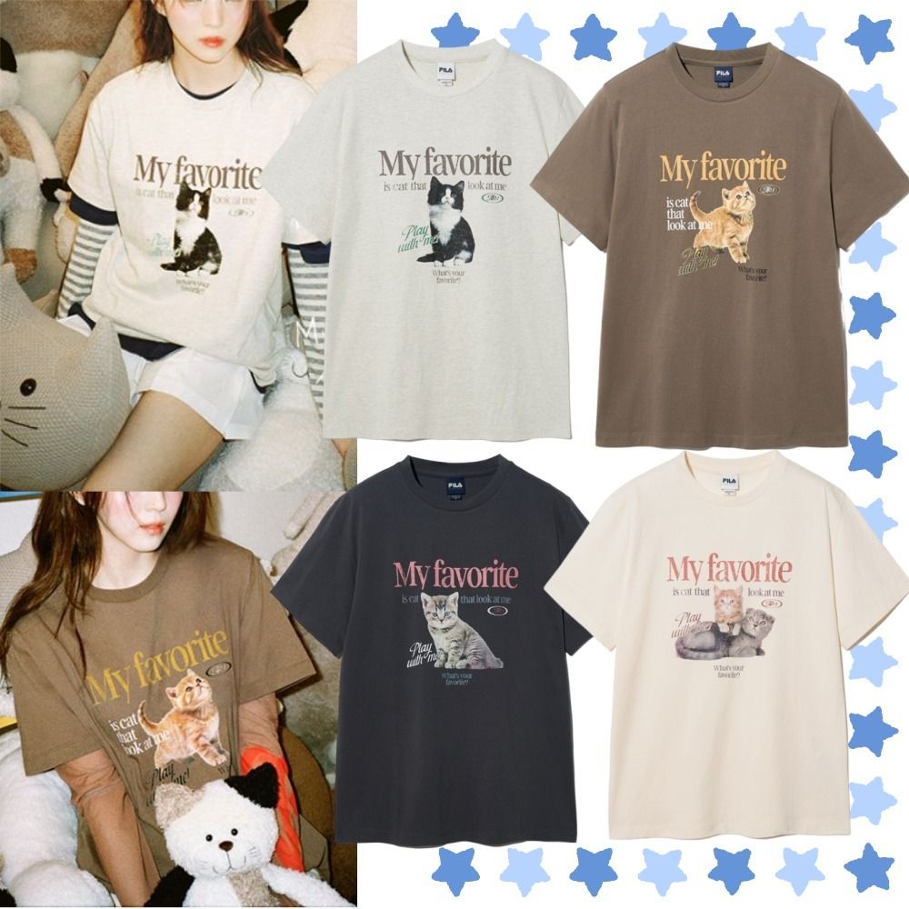 ハンソヒ着用☆FILA☆韓国☆大人気 OVER FIT CAT TSHIRT Tシャツ