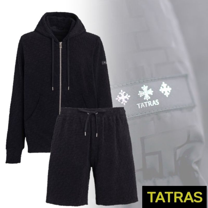 【限定品】 TATRAS パイル地 パーカー&ショーツ セットアップ ブラック トップス