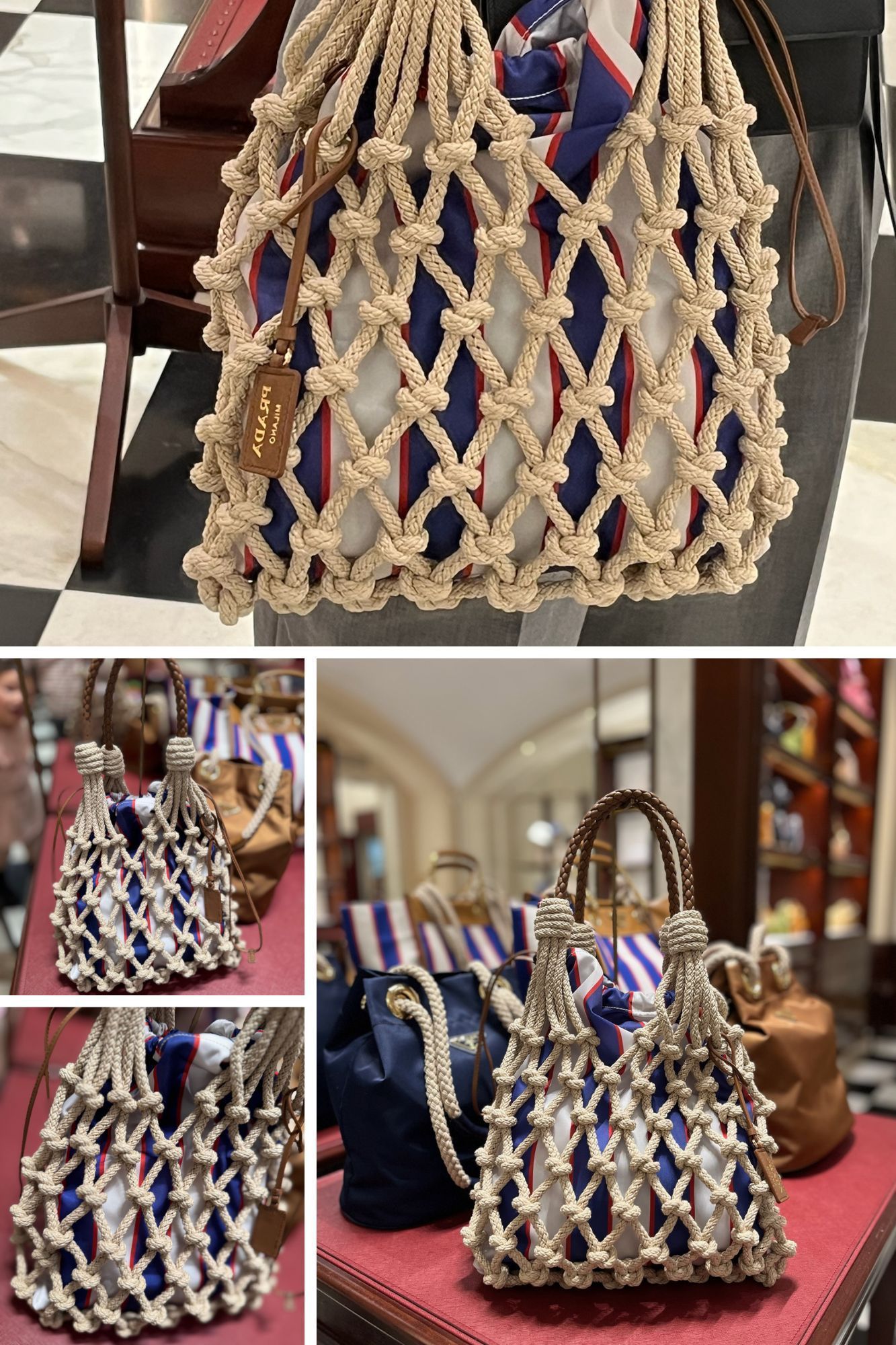 PRADA【入手困難】☆Noue☆ミディアム☆コットンマクラメ バッグ