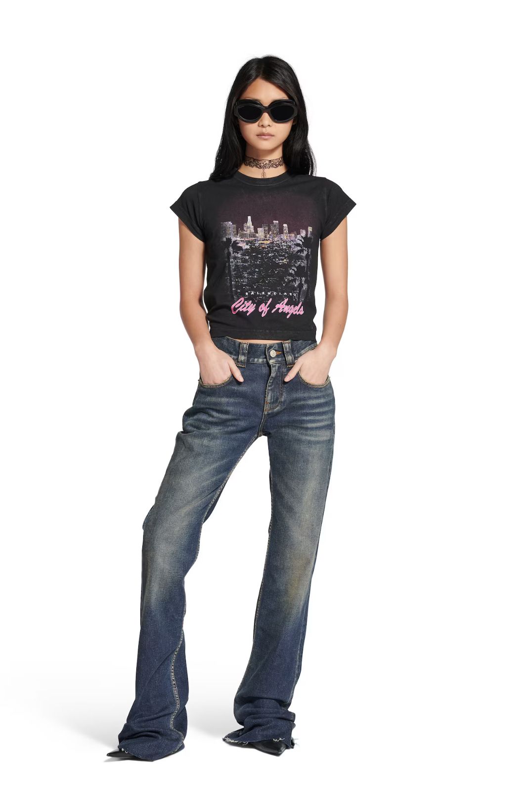 BALENCIAGA Fashion Designer Tシャツ ロゴ フレンチ クロップド ホワイト の ウィメンズ Loop Sports Icon Cropped Tシャツ